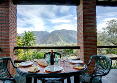 The balcony & alfresco dining area at Cortijo Las Gallinas, Órgiva