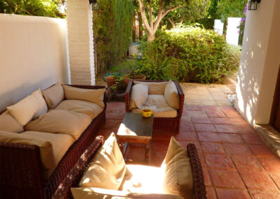 The outdoor living area of villa #1 at La Abadesa, Nueva Andalucía