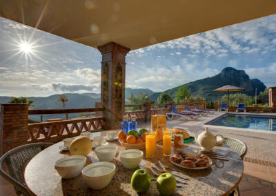 The covered terrace & alfresco dining area at La Olgava, El Jaral