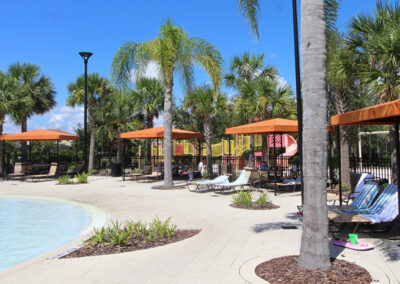 Relax under one of the cabanas by the swimming pool at Solterra Resort, Davenport, Orlando