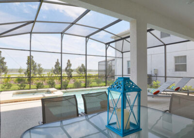 The covered lanai & alfresco dining area at Storey Lake Resort 17, Kissimmee