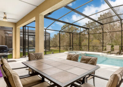 The covered lanai, barbecue & alfresco dining area at Veranda Palms 1, Kissimmee