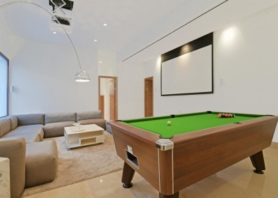 The cinema & games room at Villa Calderon, Nueva Andalucía