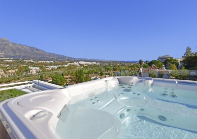 The view from the rooftop hot tub at Villa Calderon, Nueva Andalucía