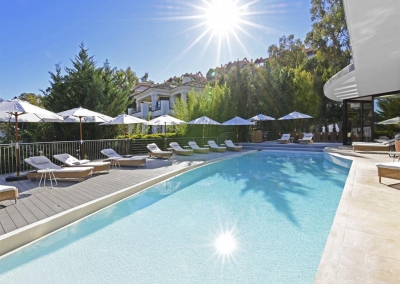 The terrace & swimming pool at Villa Calderon, Nueva Andalucía