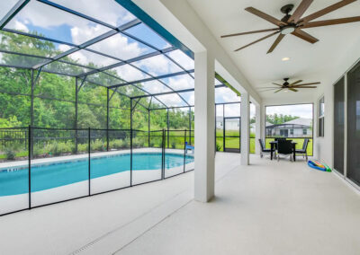 The covered lanai & alfresco dining area at Villa Emeline, Bella Vida Resort, Kissimmee