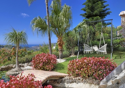 The beautifully manicured garden at Villa Loli, Frigiliana