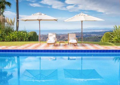 The swimming pool & panoramic sea view at Villa Mirador, Benahavís