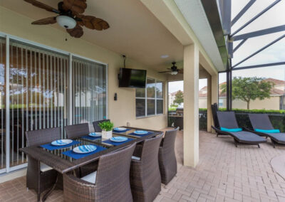 The covered lanai, barbecue & alfresco dining area at Windsor Hills Resort 602, Kissimmee