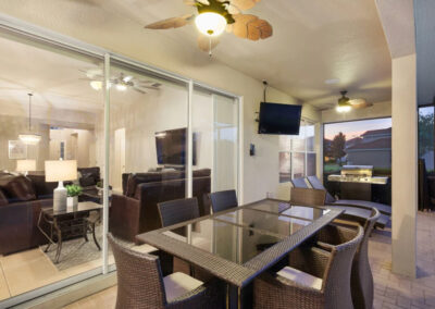 The covered lanai, barbecue & alfresco dining area at Windsor Hills Resort 602, Kissimmee
